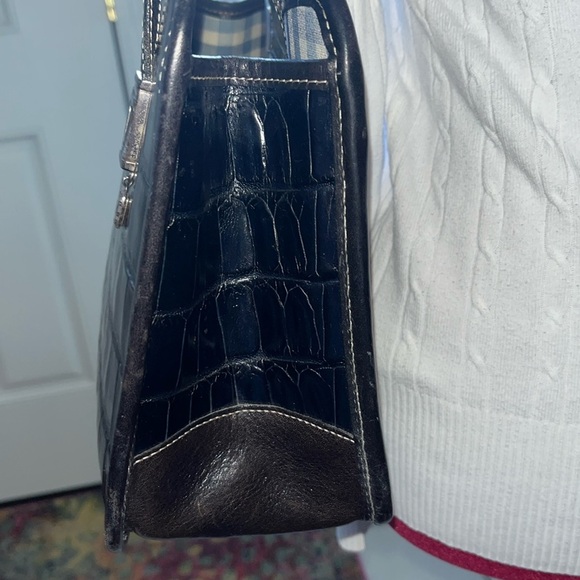 Brighton  Vintage  Croc embossed  Gen. leather   Shoulder bag  navy / black  EUC - Picture 9 of 14